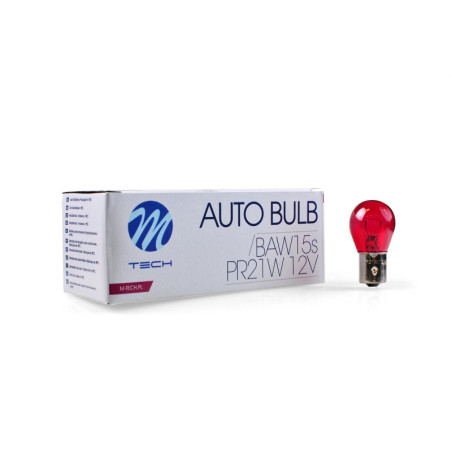 MTECH RED BULBS 12V BAW15S P21W BLISTER 10 UNITS