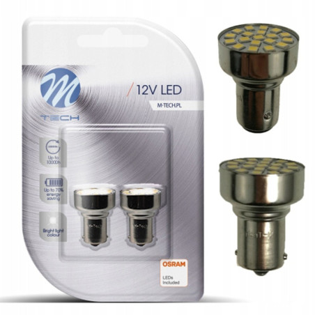 WHITE LED BULBS 12V P21W/BA15S