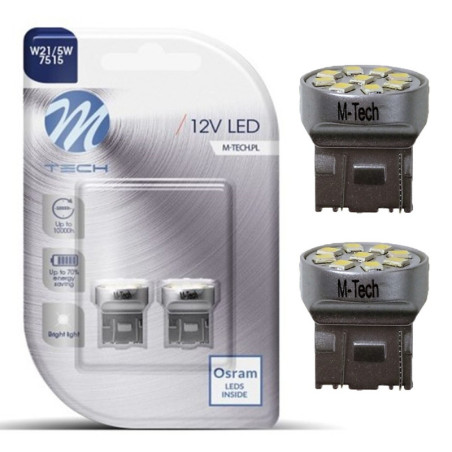 WHITE LED BULBS 12V T20 W21/5W