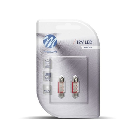 BOMBILLAS LED SMD ROJO PLAFON 36MM 12V C5W