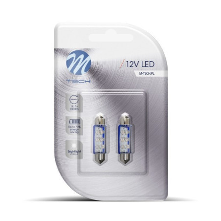 SMD BLUE LED BULBS CEILING 41MM 12V C5W