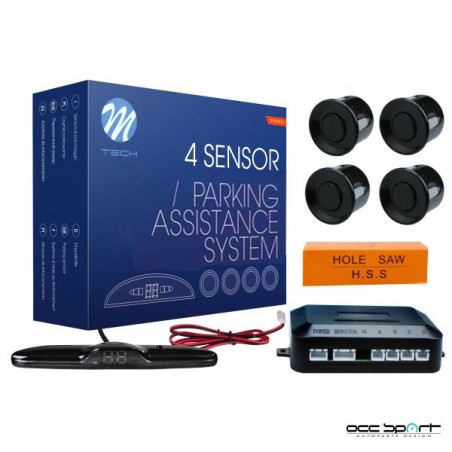 4-SENSOR PARKING ASSIST SYSTEM 4X 22MM - BLACK THIN DISPLAY