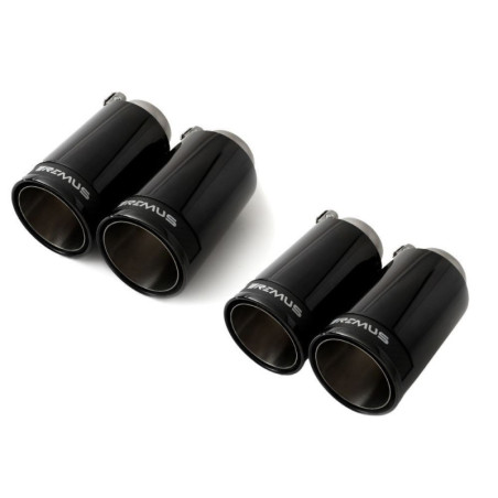 SET DE 4 COLAS REMUS DE 98MM CROMO NEGRO CON INSERCION DE CARBONO