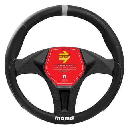 FUNDA VOLANTE MOMO ELEGANT UNIVERSAL NEGRO Y GRIS 38-39CM