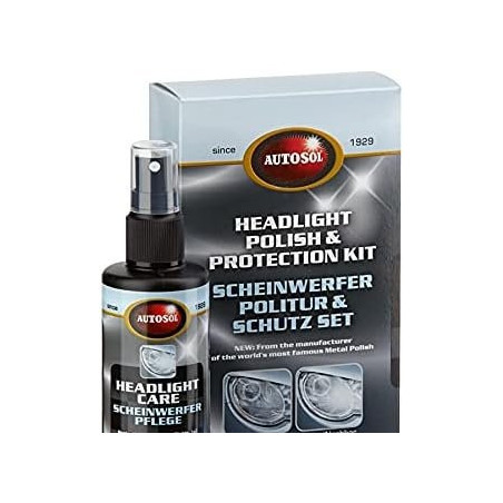 KIT DE PROTECCIÓN Y PULIDO DE FAROS AUTOSOL TUBO 75 ML  BOTELLA 200 ML PAÑO
