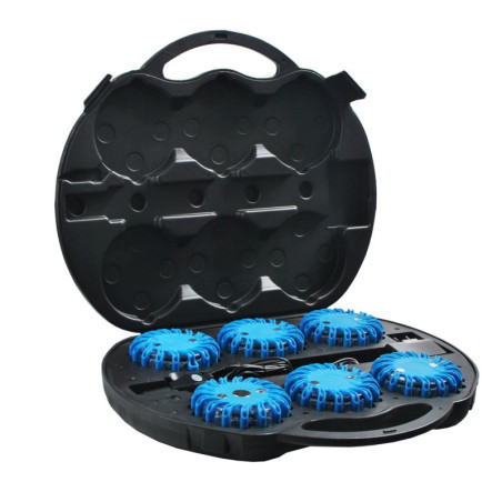LUZ DE ADVERTENCIA 12+3 LED RECARGABLE, KIT EN MALETA