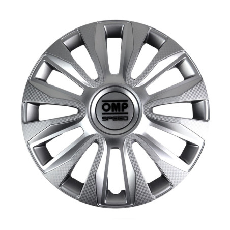 Set 4 hubcaps Magnum silver/carbon 14 inches OMP Speed