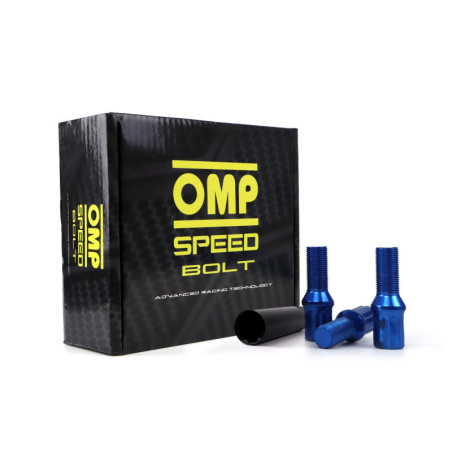 OMP SPEED JUEGO DE 20 TORNILLOS ACERO DE COLORES M12X1.25 LLAVE DE 17/19 LARGO 27MM COLOR AZUL Y MATERIAL DIN 10.9