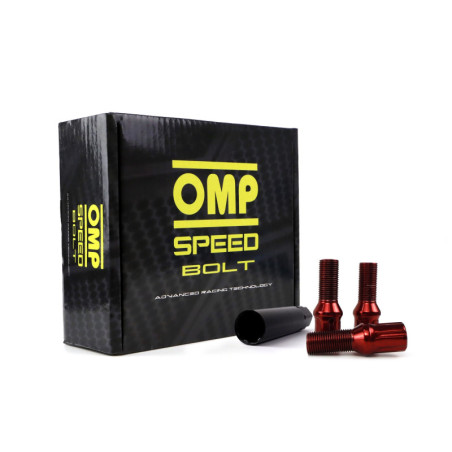OMP SPEED JUEGO DE 20 TORNILLOS ACERO DE COLORES M14X1.25 LLAVE DE 17/19 LARGO 27MM COLOR ROJO Y MATERIAL DIN 10.9