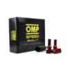 OMP SPEED JUEGO DE 20 TORNILLOS ACERO DE COLORES M14X1.25 LLAVE DE 17/19 LARGO 27MM COLOR ROJO Y MATERIAL DIN 10.9
