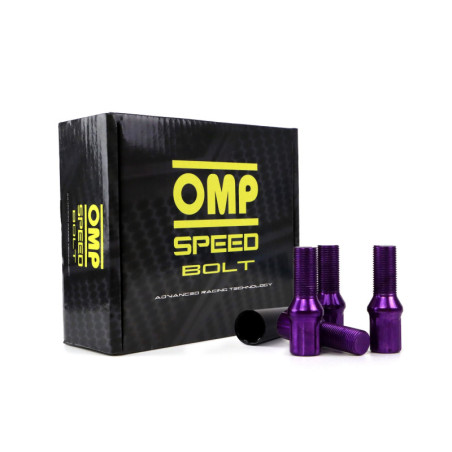 OMP SPEED JUEGO DE 20 TORNILLOS ACERO DE COLORES M14X1.25 LLAVE DE 17/19 LARGO 27MM COLOR MORADO Y MATERIAL DIN 10.9