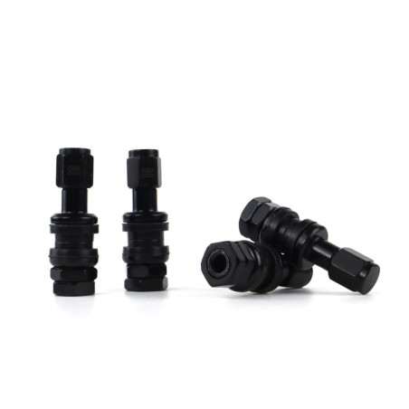 OMP SPEED JUEGO DE 4 VALVULAS DE ALUMINIO PARA LLANTAS, COLOR NEGRO, VALVULAS PARA NEUMATICOS