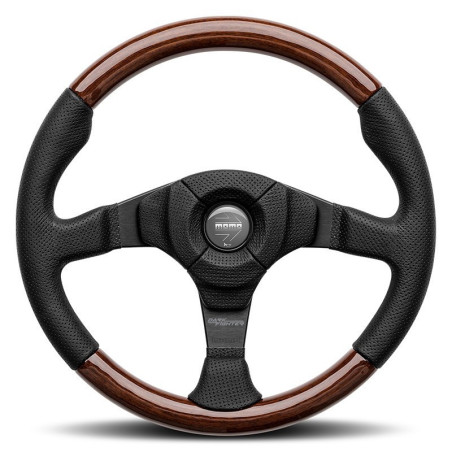 VOLANTE MOMO DARK FIGHTER 350 MM MADERA Y PIEL