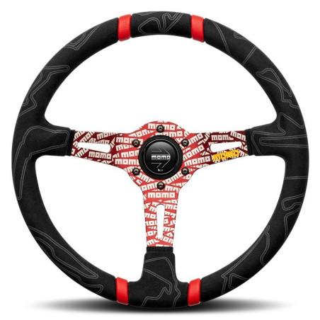 VOLANTE MOMO ULTRA 350 MM NEGRO Y ROJO