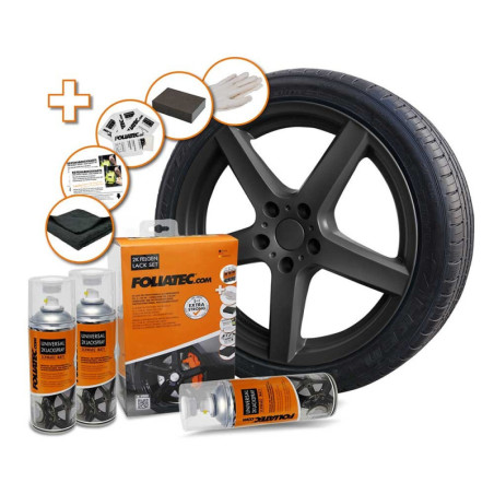 KIT DE PINTURA EN SPRAY PARA LLANTAS 2C NEGRO MATE