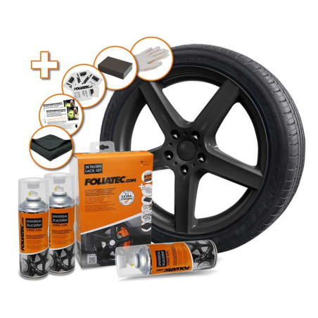 KIT DE PINTURA EN SPRAY PARA LLANTAS 2C NEGRO BRILLANTE