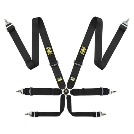 OMP HARNESS 6 POINTS FIRST 3&quot PULL UP FIA 8853-2016 BLACK