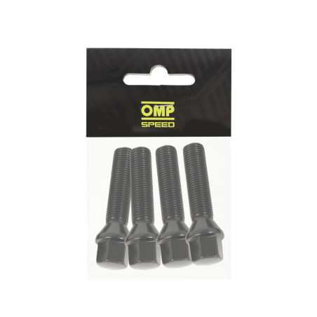 OMP SPEED JUEGO DE 4 TORNILLOS M14X1.25 CONICO LARGO 48MM LLAVE 17 COLOR NEGRO DIN 10.9