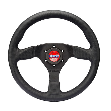 STEERING WHEEL MOD.383 BLACK STITCHED PERFORATED LEATHER