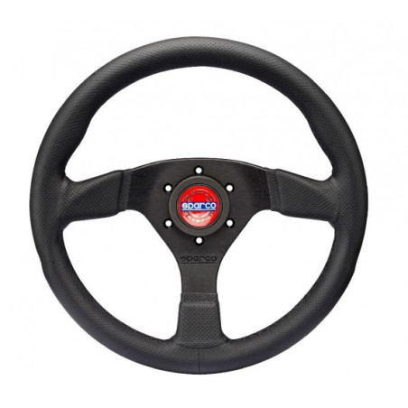 STEERING WHEEL MOD.383 RED STITCHED PERFORATED LEATHER
