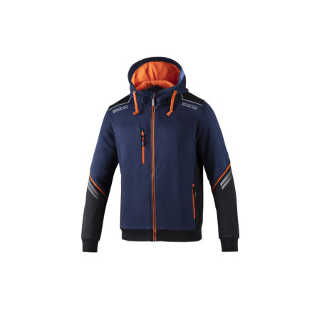 SWEATSHIRT WITH ZIPPER AND TW HOOD SIZE L NAVY BLUE/ORANGE