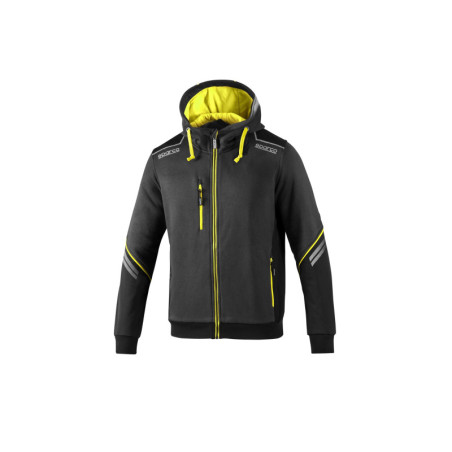 SUDADERA CON CREMALLERA Y CAPUCHA TW TALLA S GRIS/AMARILLO FLUO