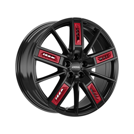 LLANTA RONAL R67 Red Left 8.5X20 ET35 5X112 JETBLACK-FRENTE PULIDO