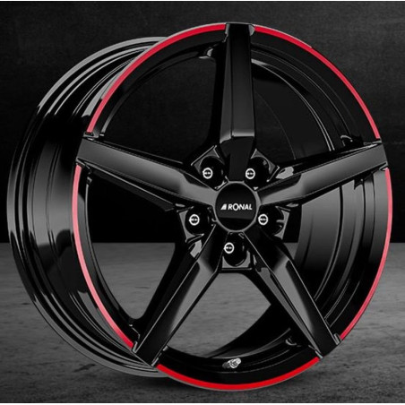 RIM RONAL R69 MCR 8.0X18 ET40 5X108 JETBLACK-RED RING