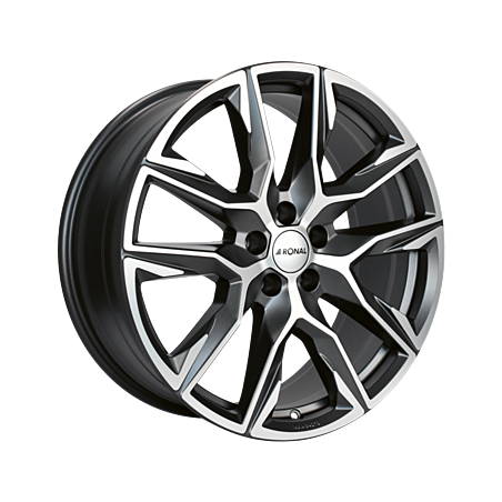 LLANTA RONAL R71 8.5X20 ET52 5X112 NEGRO ORBITAL MATE FRENTE PULIDO