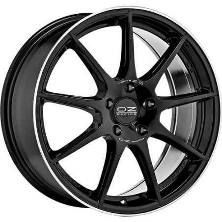 LLANTA OZ RACING VELOCE GT 8X18 ET45 5X112 NEGRO BRILLANTE+DIAMOND LIP+SILVER LETTERING