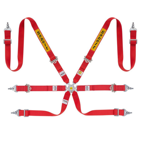 RALLY HARNESS 6 POINT ALUMINUM 2&quot FIA8853-2016 RED