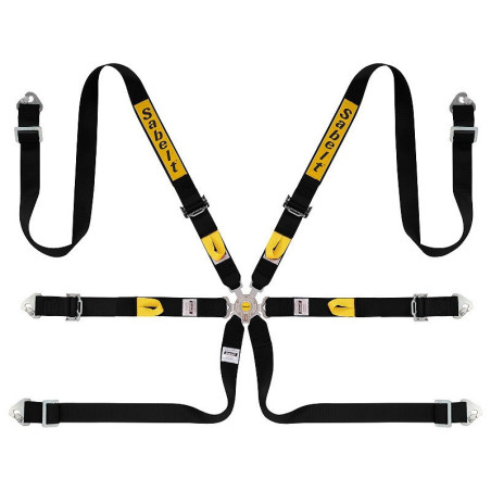 RALLY HARNESS 6 POINTS ALUMINUM 2&quot FIA8853-2016 BLACK