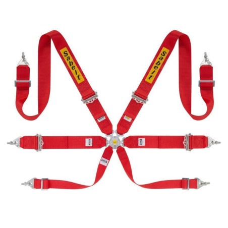 RALLY HARNESS 6 POINTS ALUMINUM 3&quot FIA8853-2016 RED