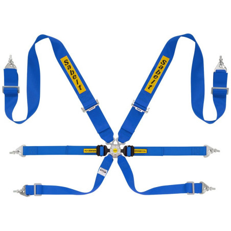 RALLY HARNESS 6 POINTS STEEL 3&quot+2&quot FIA8853-2016 BLUE