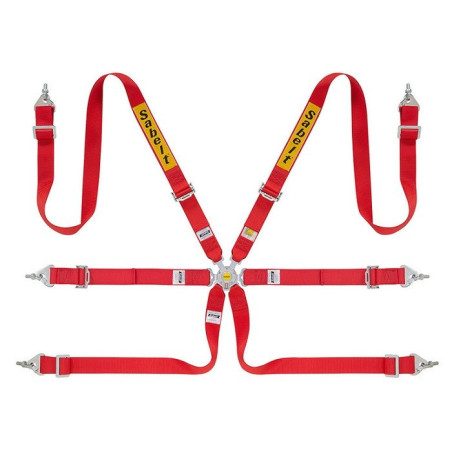 RALLY HARNESS 6 POINT STEEL 2&quot FIA8853-2016 RED