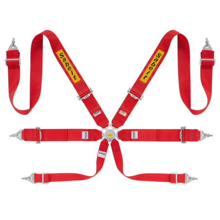 RALLY HARNESS 6 POINTS STEEL 3X3 FIA8853-2016 RED