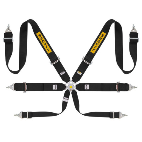 RALLY HARNESS 6 POINTS STEEL 3X3 FIA8853-2016 BLACK