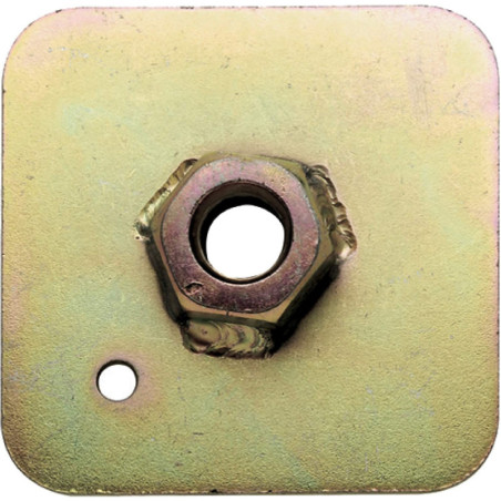 BACK PLATE 65MMX65MM X3MM 7/16&quot UNF, WELDED NUT WITH 40MM THREAD