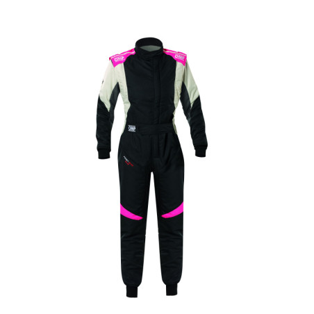 TRAJE DE CARRERAS OMP FIRST EVO ELLE MY2025 FIA 8856-2018 NEGRO / FUCSIA TALLA 40