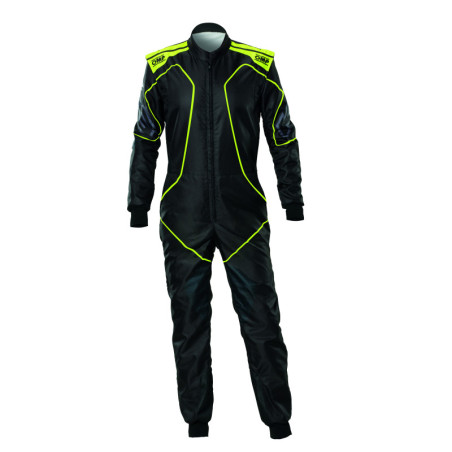 TRAJE DE CARRERAS KARTING OMP KS-3X ART FIA 8877-2022 (NIÑO) NEGRO / AMARILLO FLUOR TALLA 120