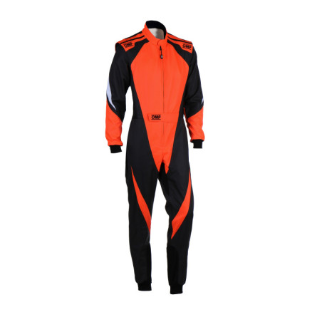 TRAJE DE CARRERAS KARTING OMP KS-3X FIA 8877-2022 (NIÑO) NEGRO / NARANJA FLUOR TALLA 160