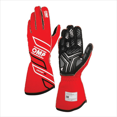 GUANTES OMP ONE-S MY2025 FIA 8856-2018 ROJO TALLA S