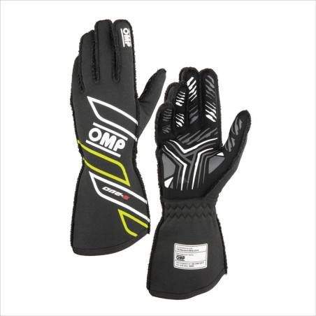 GUANTES OMP ONE-S MY2025 FIA 8856-2018 ANTRACITA / FLUO AMARILLO TALLA XL