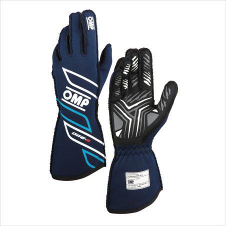 GUANTES OMP ONE-S MY2025 FIA 8856-2018 NAVY AZUL / CYAN TALLA M