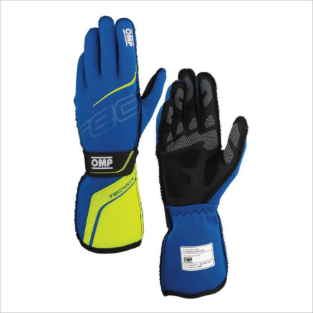 GUANTES OMP TECNICA FIA 8856-2018 AZUL / AMARILLO TALLA XS