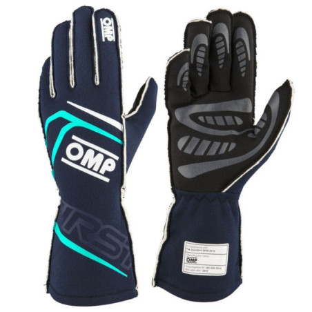 GUANTES OMP FIRST FIA 8856-2018 MY2025 NAVY AZUL / TIFFANY TALLA S