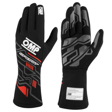 GUANTES OMP SPORT FIA 8856-2018 MY2025 NEGRO / RED TALLA XS