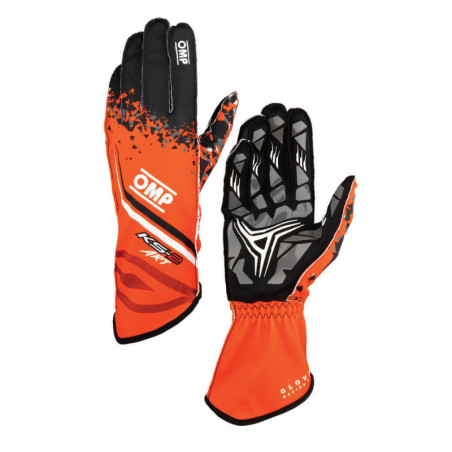GUANTES OMP KARTING KS-2 ART MY2025 NARANJA / NEGRO TALLA XS