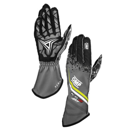 GUANTES OMP KARTING KS-2 ART MY2025 ANTRACITA / FLUO AMARILLO TALLA L