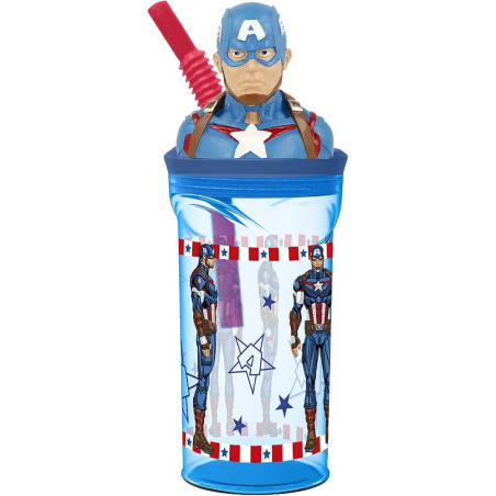 VASO FIGURA 3D 360 ML CAPITAN AMERICA